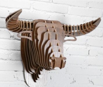 Laser Cut Bull Head Wall Decor 3D Animal Head Free Vector