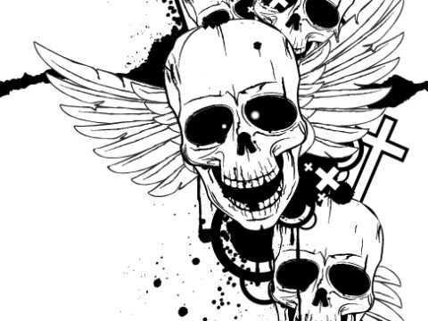 Black and White Image With Skulls Free Vector