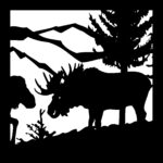 24 X 24 Bull Moose Cow Mountains Plasma Cut Art DXF File