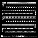 Borders With Corners Isolated On Black Background Free Vector