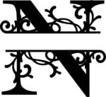 Flourished Split Monogram N Letter Free Vector