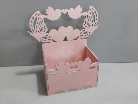 Laser Cut Box with Butterflies and Hearts Free Vector