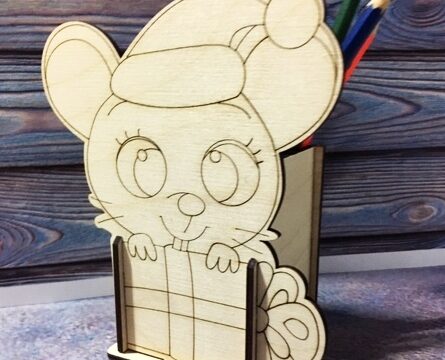 Laser Cut Mouse Pencil Holder Organizer Free Vector