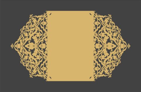 Laser Cut Decorative Holiday Card Template Free Vector