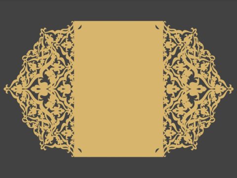 Laser Cut Decorative Holiday Card Template Free Vector
