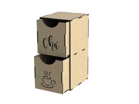 Laser Cut Tea Box With Drawers DXF File