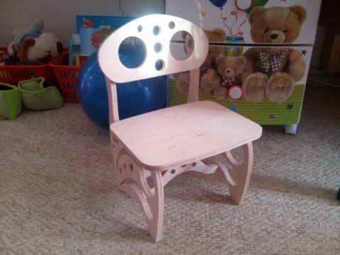 Laser Cut Wooden Kids Chair Free Vector