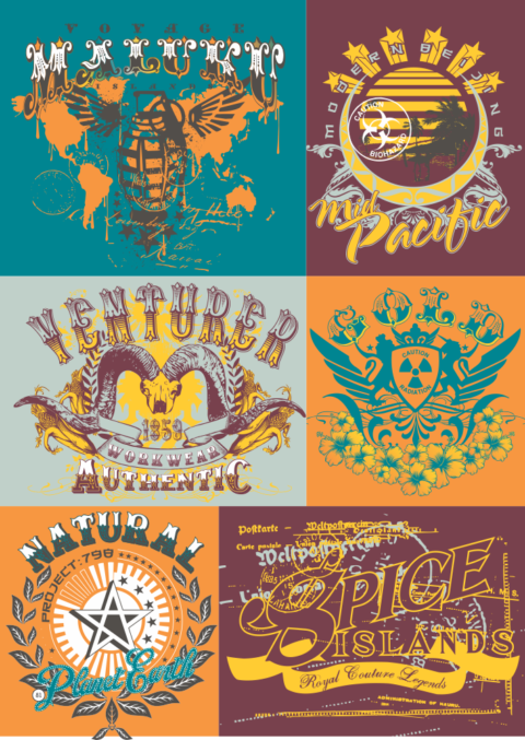 T-shirt Labels Illustrations Free Vector