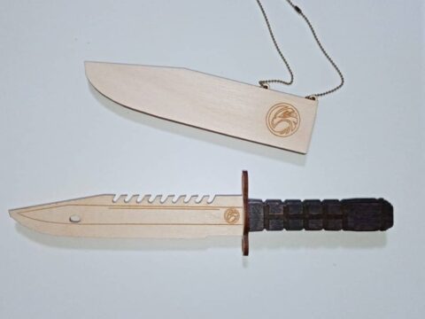 Laser Cut Wooden Bayonet Knife Free Vector