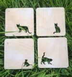 Laser Cut Wooden Cat Coasters DXF File