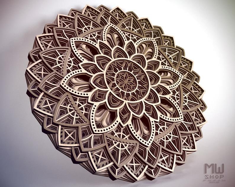 Laser Cut Decorative Circular Layered Mandala Free Vector