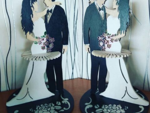 Laser Cut Couple Napkin Holder Wedding Table Centerpiece Free Vector