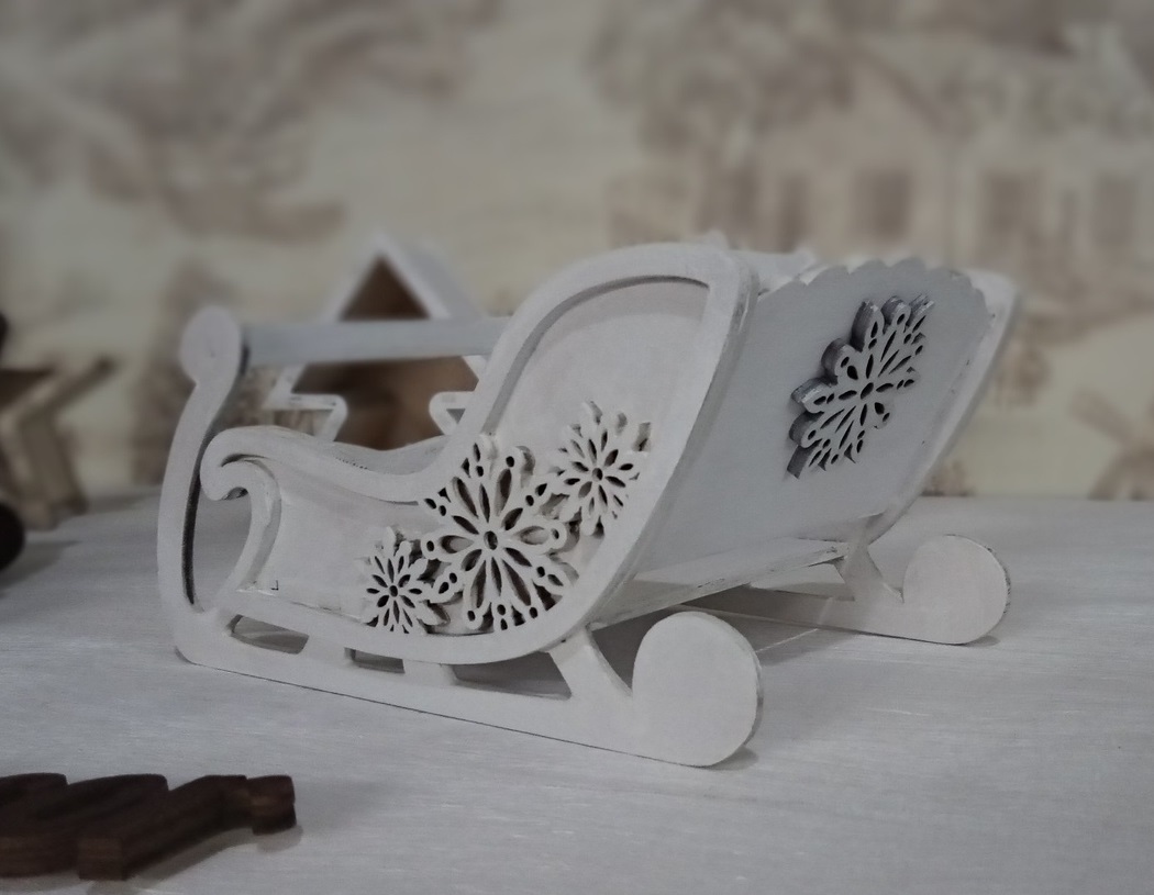 Laser Cut Christmas Sleigh Decoration Free Vector