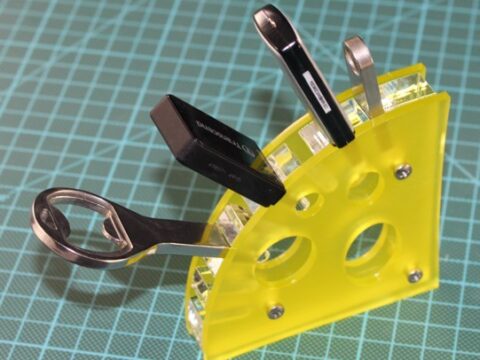 Laser Cut Cheese USB Flash Drives Holder Free Vector