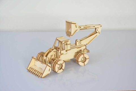 Laser Cut Backhoe 3D Puzzle Free Vector