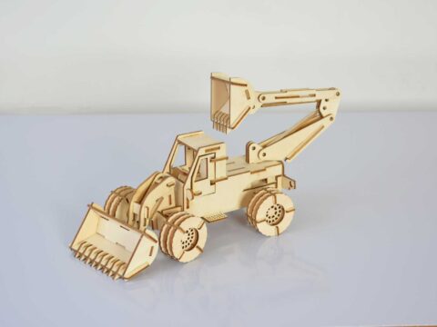 Laser Cut Backhoe 3D Puzzle Free Vector