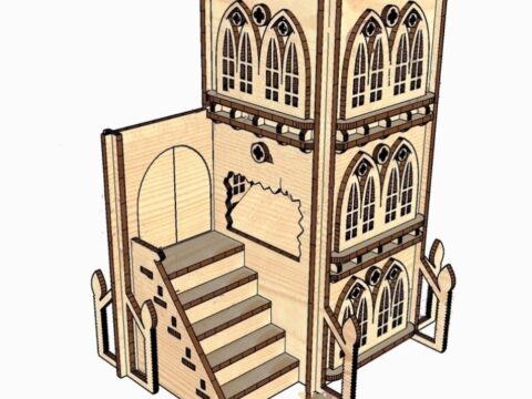 Laser Cut Gothic Style 3D Puzzle Free Vector