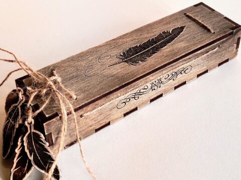 Laser Cut Decorative Wooden Pen Gift Box With Engraving Free Vector