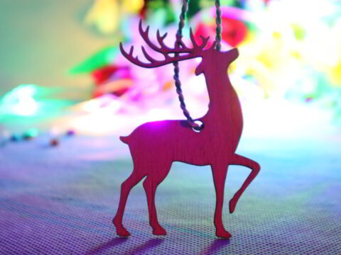 Laser Cut Christmas Wooden Reindeer Ornament Free Vector