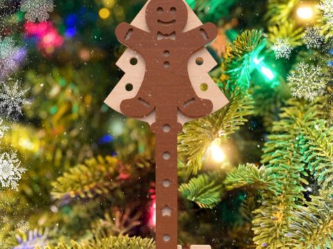 Laser Cut Gingerbread Man Christmas Tree Toy Free Vector