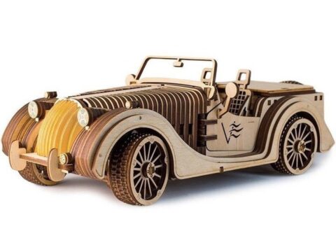 Laser Cut Classic Roadster Car Toy 3D Puzzle Free Vector