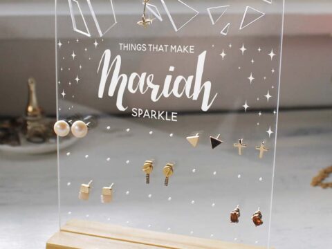 Laser Cut Sparkle Personalized Jewelry Stand Free Vector