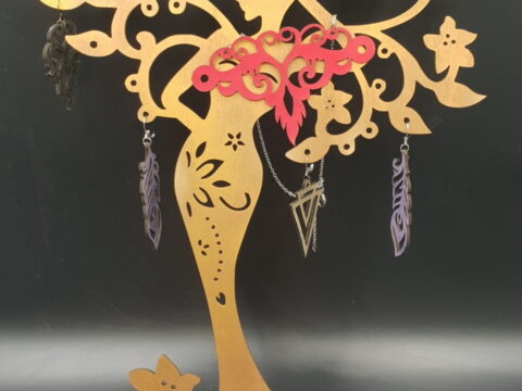 Laser Cut Woman Tree Jewelry Stand Free Vector