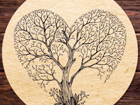 Laser Engraving Heart Shaped Tree Free Vector