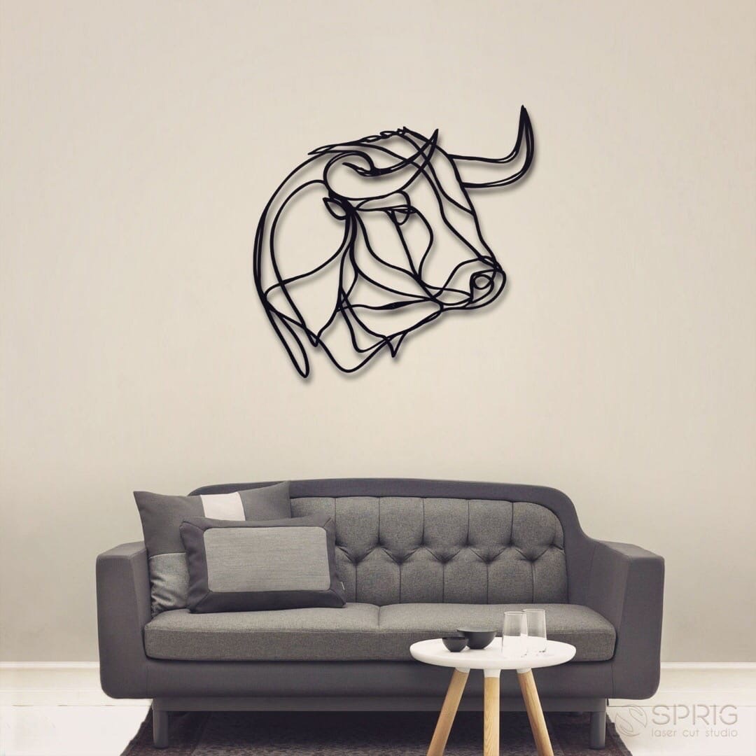 Laser Cut Buffalo Bull Wall Decor Free Vector