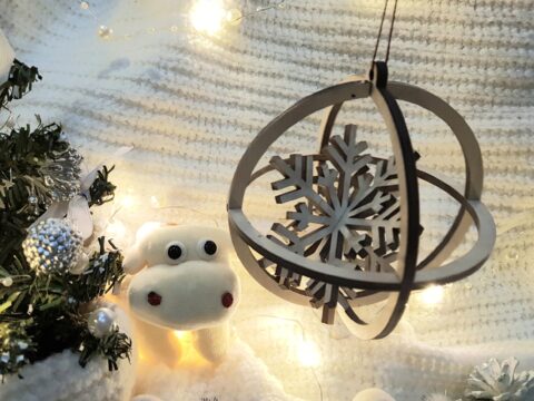 Laser Cut Christmas Snowflake Ball Hanging Ornament Free Vector