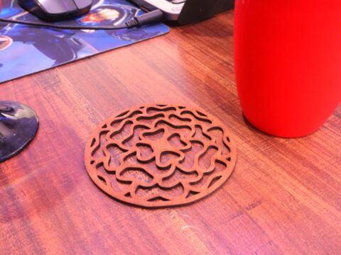 Laser Cut Floral Wooden Coasters Free Vector