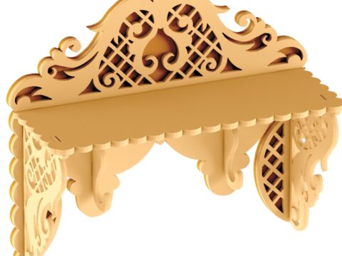 Laser Cut Vintage Wooden Wall Shelf DXF File