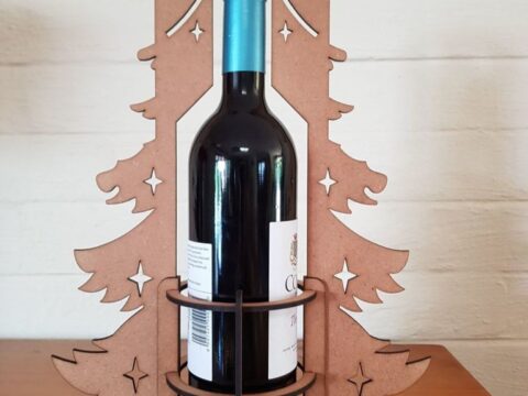 Laser Cut Christmas Wine Holder 3mm Free Vector