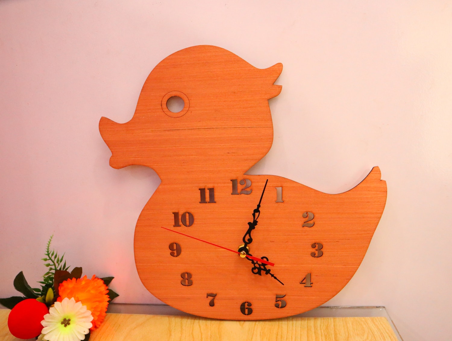 Laser Cut Duck Wall Clock Kids Room Decor Free Vector - Arabic Cnc