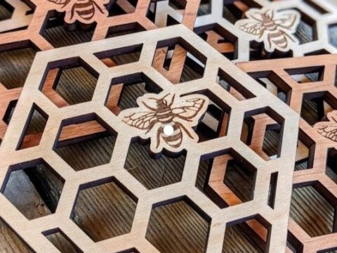 Laser Cut Honeycomb Coasters Hot Pads Trivets Free Vector
