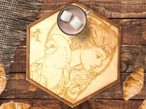 Laser Cut Engraved Wooden Tray Free Vector