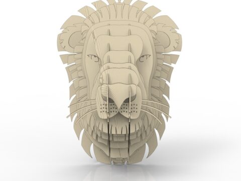 Laser Cut Lion Head Wall Decor Plywood 4mm Free Vector