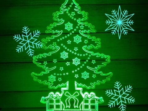Laser Cut Christmas Tree 3D Night Light DXF File