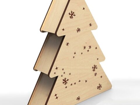 Laser Cut Christmas Tree Gift Box Free Vector