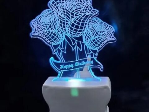 Laser Cut Roses 3D LED Night Light Free Vector