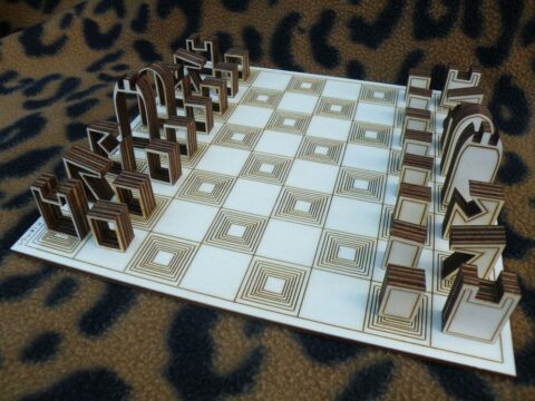 Laser Cut Wooden Chess Sets Free Vector