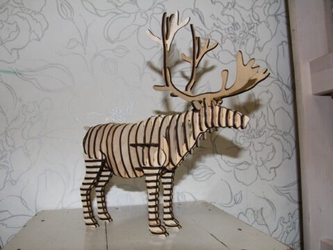 Laser Cut Reindeer 3D Animal Free Vector