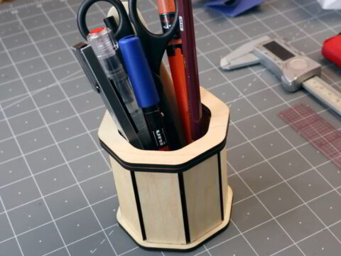 Laser Cut Wooden Polygon Pen Holder SVG File