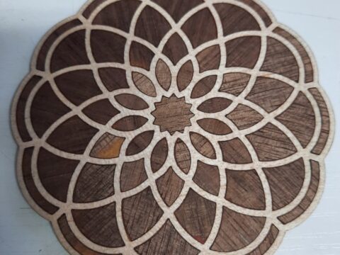 Laser Cut Mandala Design Round Shape Wooden Coasters Free Vector