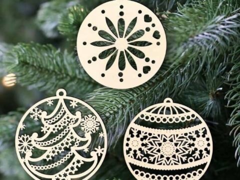 Laser Cut Christmas Tree Decorations Baubles Free Vector