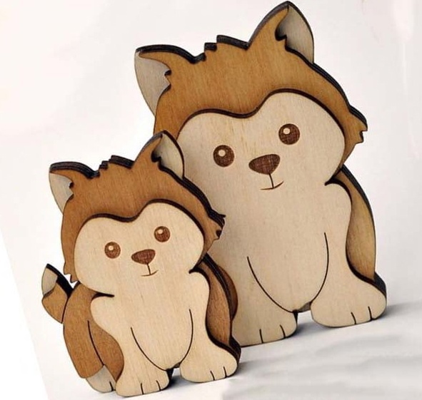 Laser Cut Layered Wooden Dogs Free Vector - Arabic Cnc