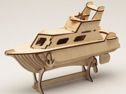 Laser Cut Yacht 3D Wooden Puzzle DXF File