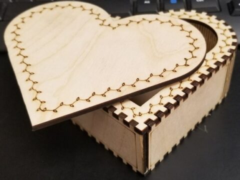 Laser Cut Heart Shaped Trinket Box DXF File