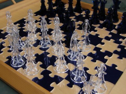Laser Cut Chess Jigsaw Puzzle Chess Board And Pieces 3mm Acrylic Free Vector
