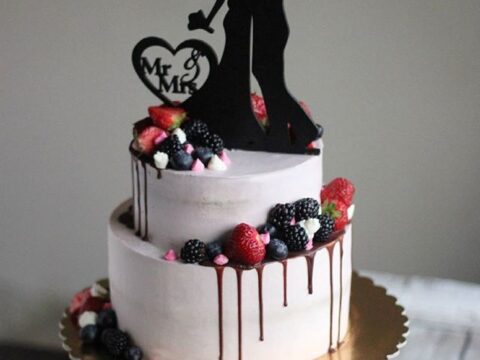 Laser Cut Romantic Wedding Cake Topper Free Vector